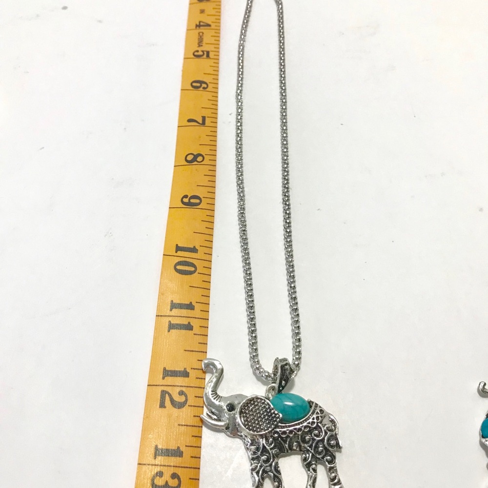 Elephant Statement Necklace Earrings Bracelet Set - Picture 2 of 5